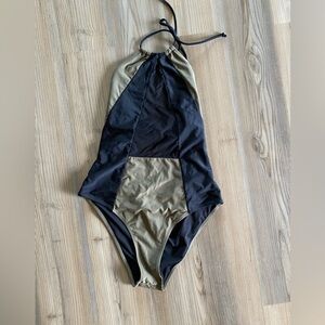 Cupshe Mesh Cutout Black and Olive Swimsuit